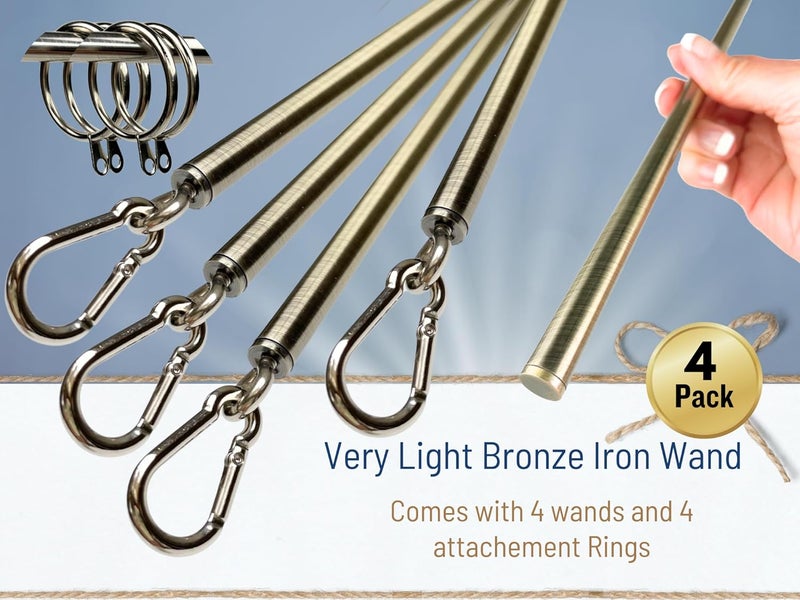 OooWow 36 inch (4 Pack) Light Bronze Iron Curtain Pull Wand - Drapery Pull Rod - Verstaile Curtain Wand - Metal Drapery Wand (36in AB 4pk) - Image 2